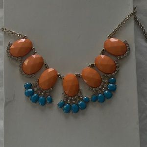 Orange and turquoise statement necklace